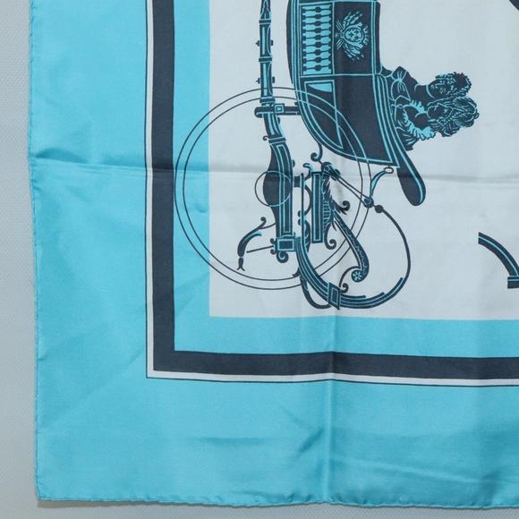 HERMES Carre90 Scarf ""EX LIBRIS"" Silk Light Blue Auth BA4251 - Picture 8 of 15